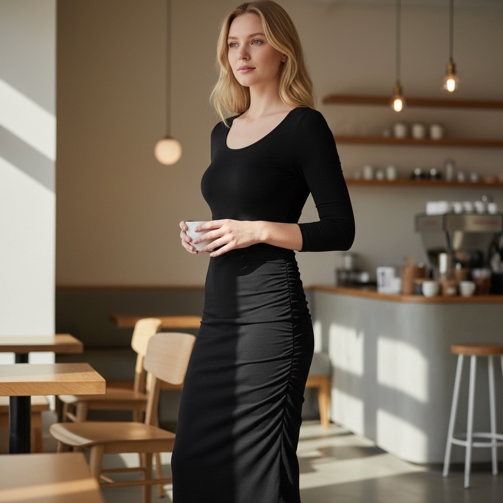 WHBM Black Bodycon Maxi Dress Size XS